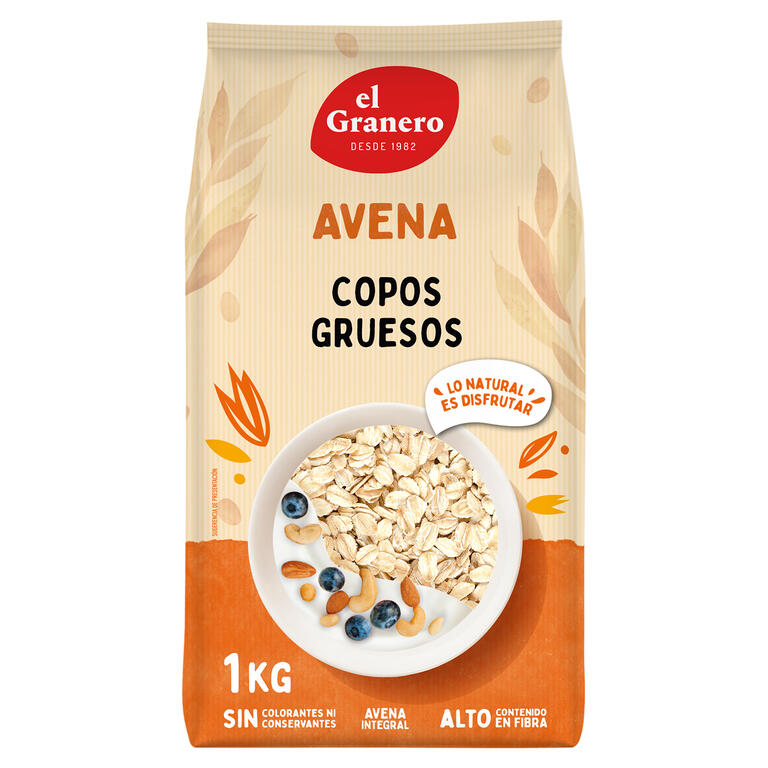Copos Gruesos de Avena Integral, 1 Kg - El Granero