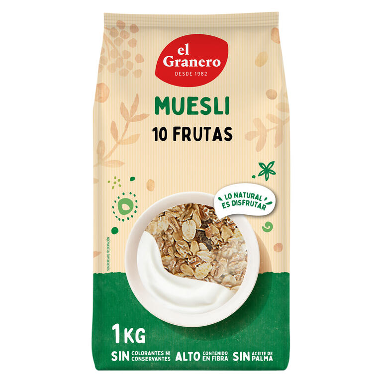 Muesli 10 frutas 1 kg - mezcla de cereales y frutas para desayuno