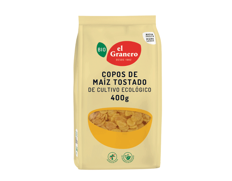 Copos de Maíz Tostado Bio, 400 g - El Granero