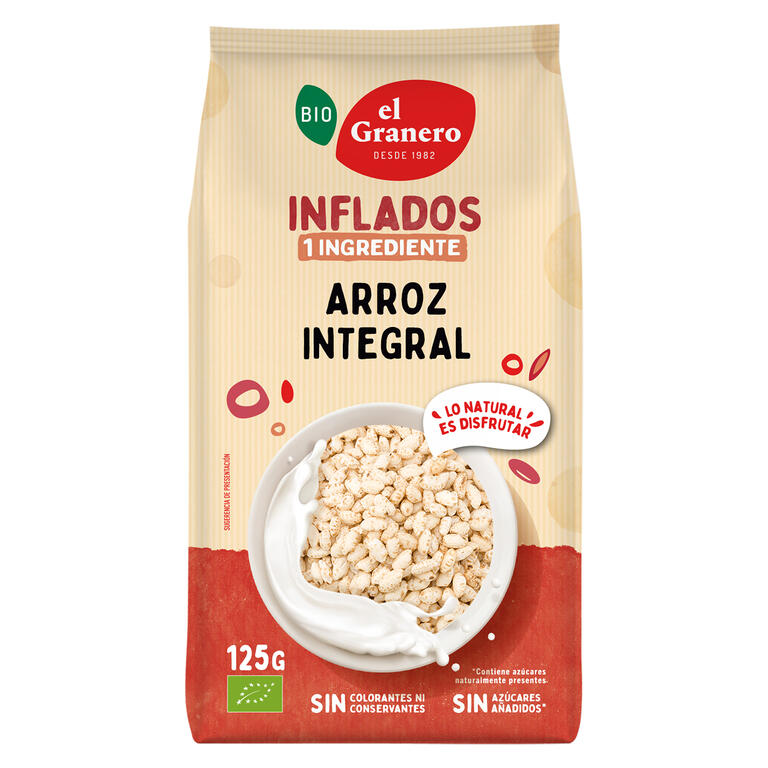 Arroz integral hinchado bio 125 g - topping crujiente para desayuno