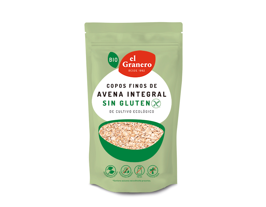 Copos Finos de Avena Integral Sin Gluten Bio, 500 g - El Granero