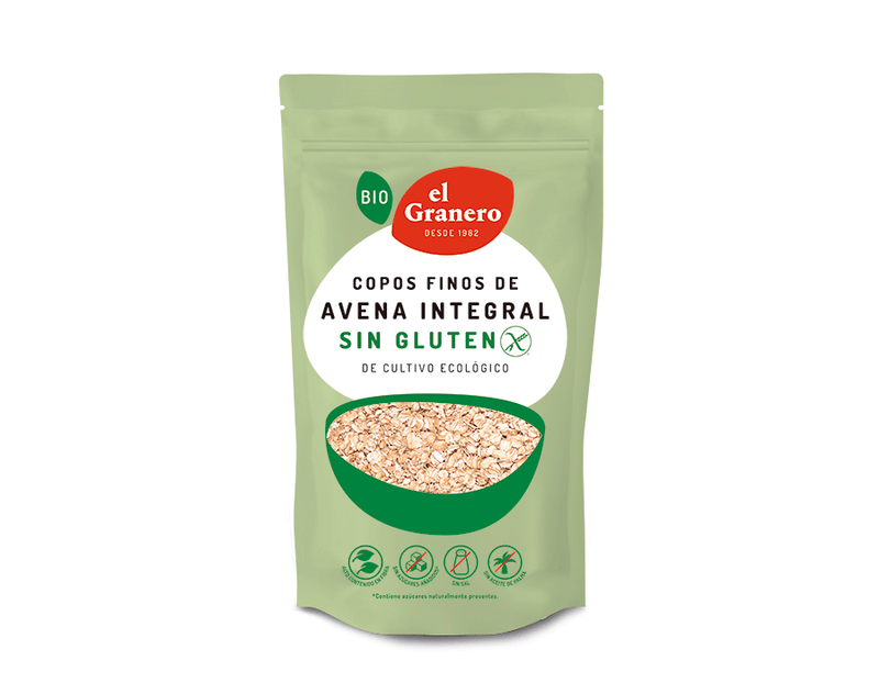 Copos Finos de Avena Integral Sin Gluten Bio, 500 g - El Granero