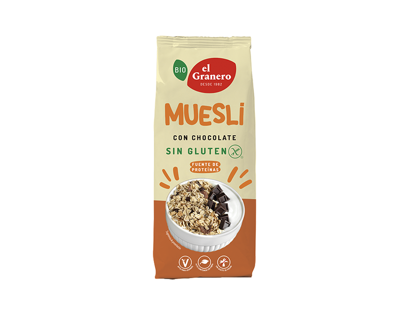 Muesli con Chocolate Sin Gluten Bio, 375 g - El Granero
