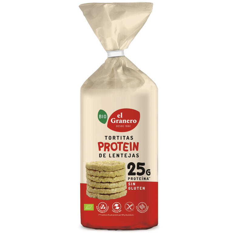 Tortitas protein de lentejas sin gluten bio 125 g - snack crujiente vegetal