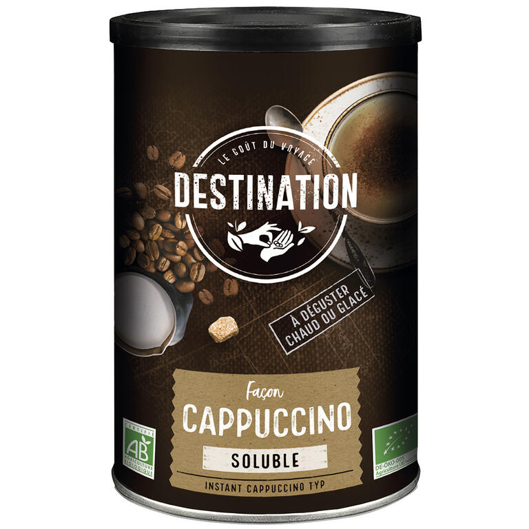 Capuchino soluble bio Destination 200 g en lata
