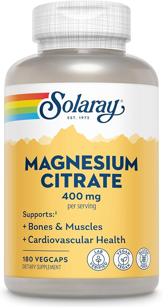 Amazon.com: SOLARAY Magnesium Citrate 400mg - Magnesium Supplement - Bone  Health, Muscle, Relaxa...