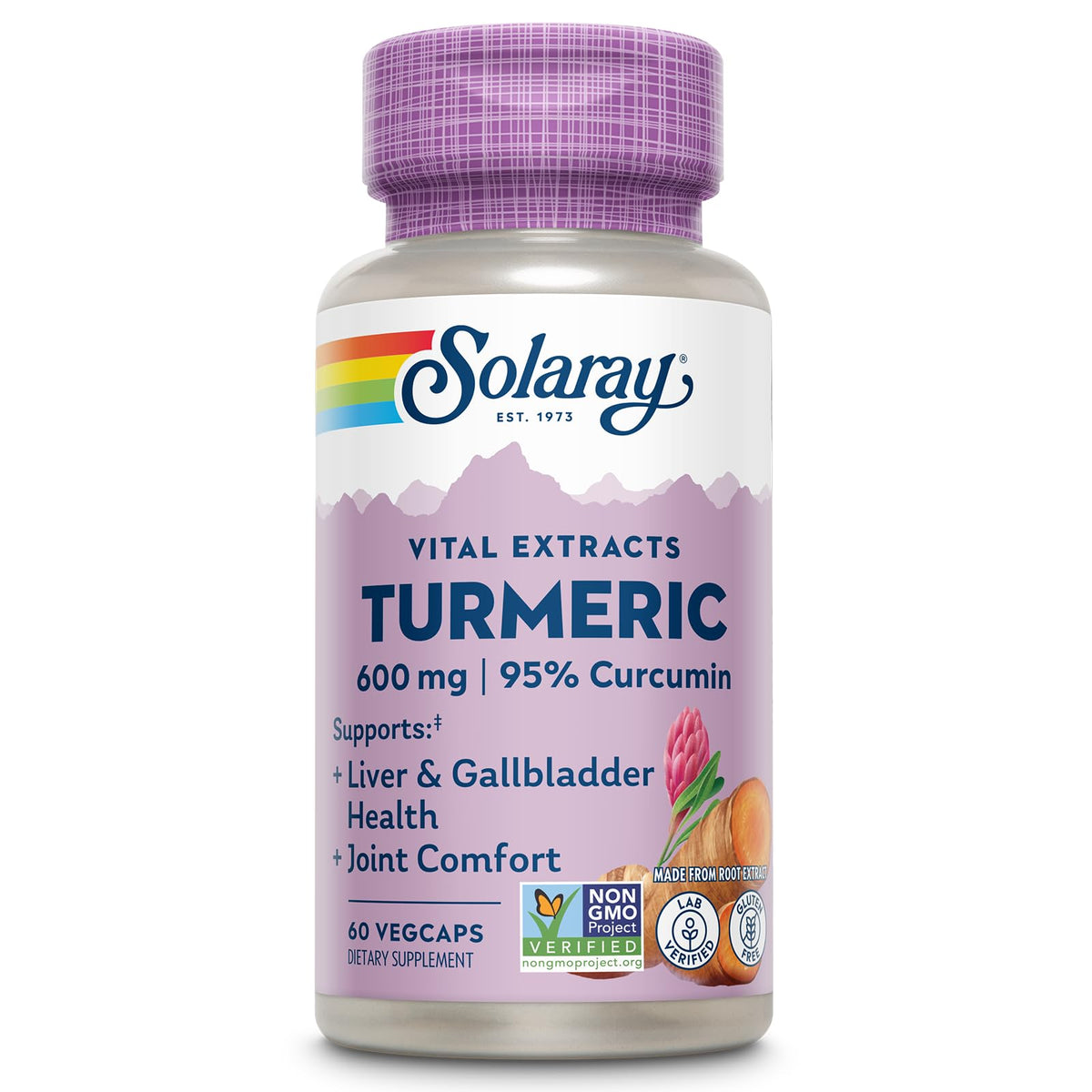Amazon.com: SOLARAY Turmeric Supplement 600mg - Turmeric Root with 95%  Curcumin - Joint Support ...