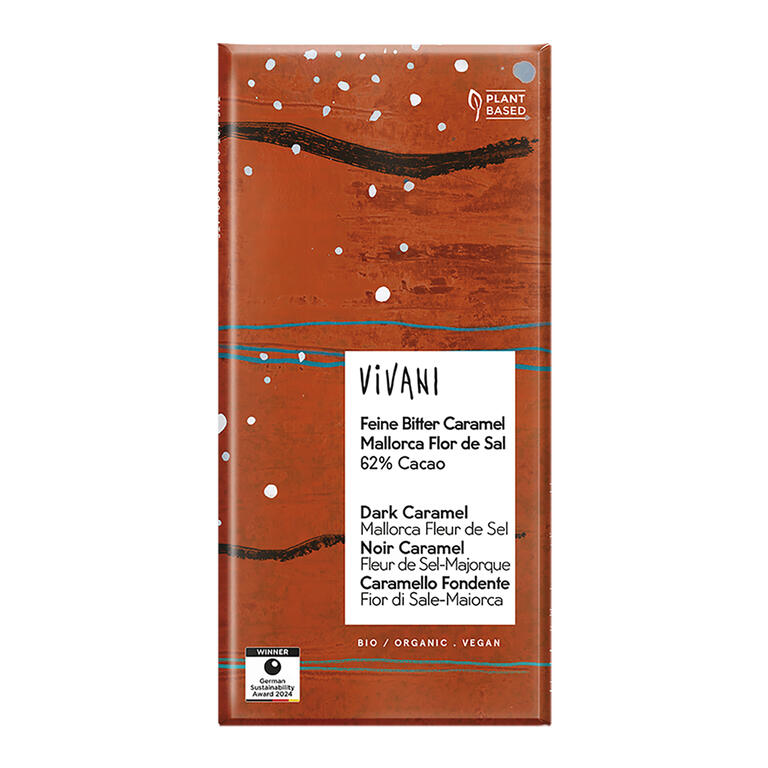 Chocolate negro 62% con caramelo y flor de sal bio 80 g - tableta vegana