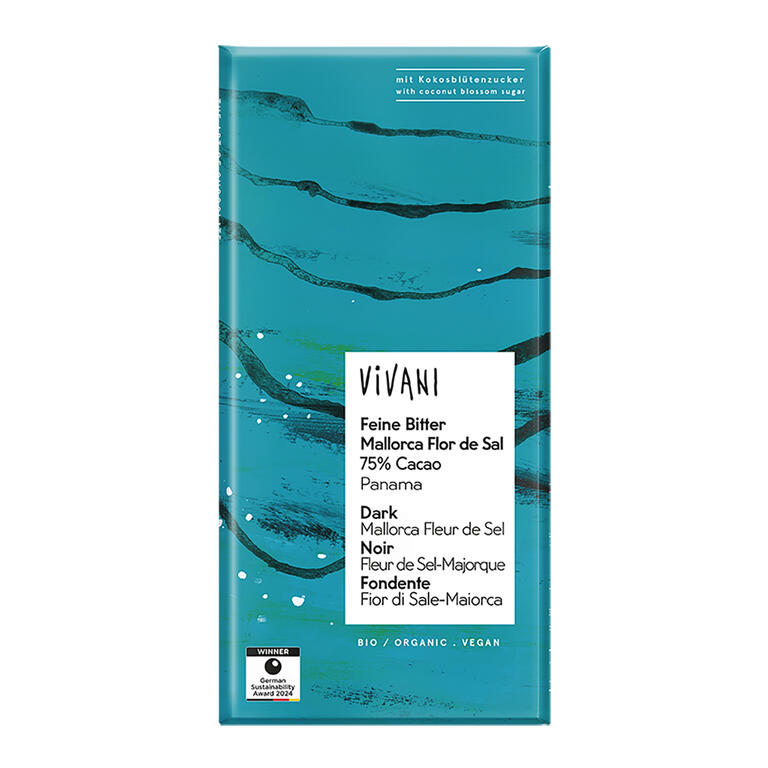 Chocolate negro 75% Panamá con flor de sal bio 80 g - tableta de cacao intenso