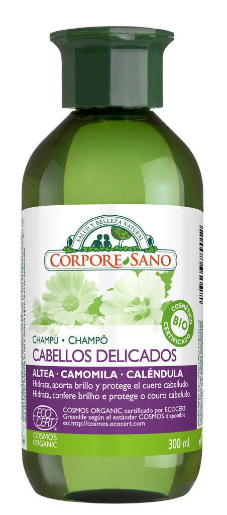 Champú cabellos delicados Cosmos Organic Corpore Sano con altea camomila y caléndula