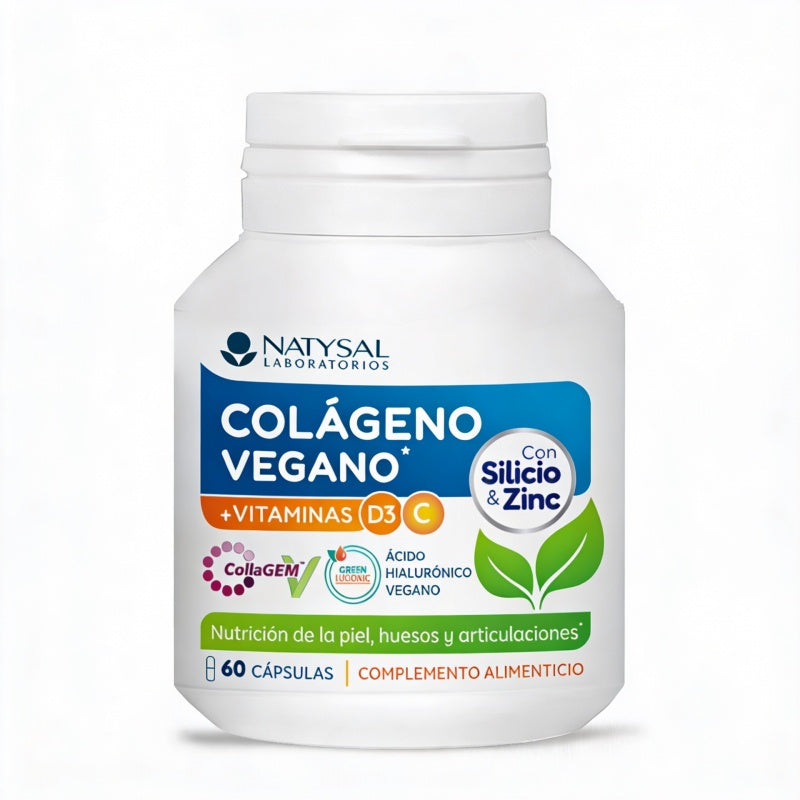 Colágeno Vegano con Ácido Hialurónico, Silicio, Zinc, D3 y C de Natysal