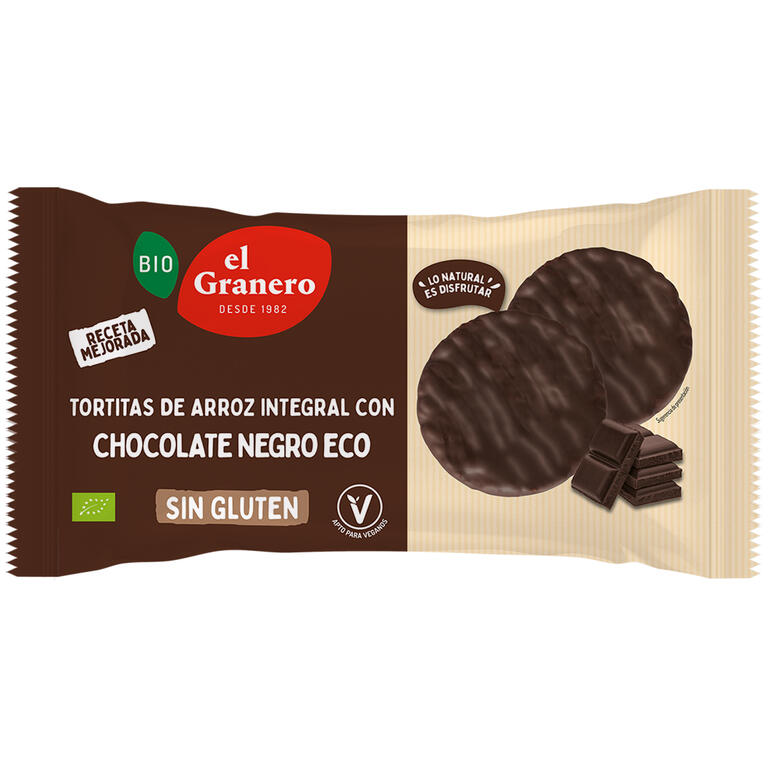 Tortitas de Arroz con Chocolate Negro Bio 6 Uds 90 g de El Granero