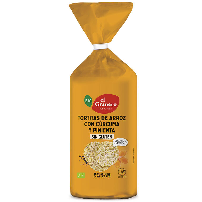 Tortitas de Arroz con Cúrcuma y Pimienta Sin Gluten Bio 115 g de El Granero