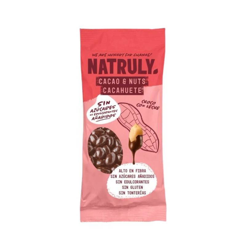 Natruly - Cacahuetes Recubiertos de Chocolate con Leche (50gr) | Diabetika